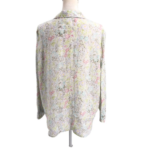 J. Jill Love Linen Women Size Medium Floral Print Button-Up Missy Shirt Collared - Picture 2 of 6
